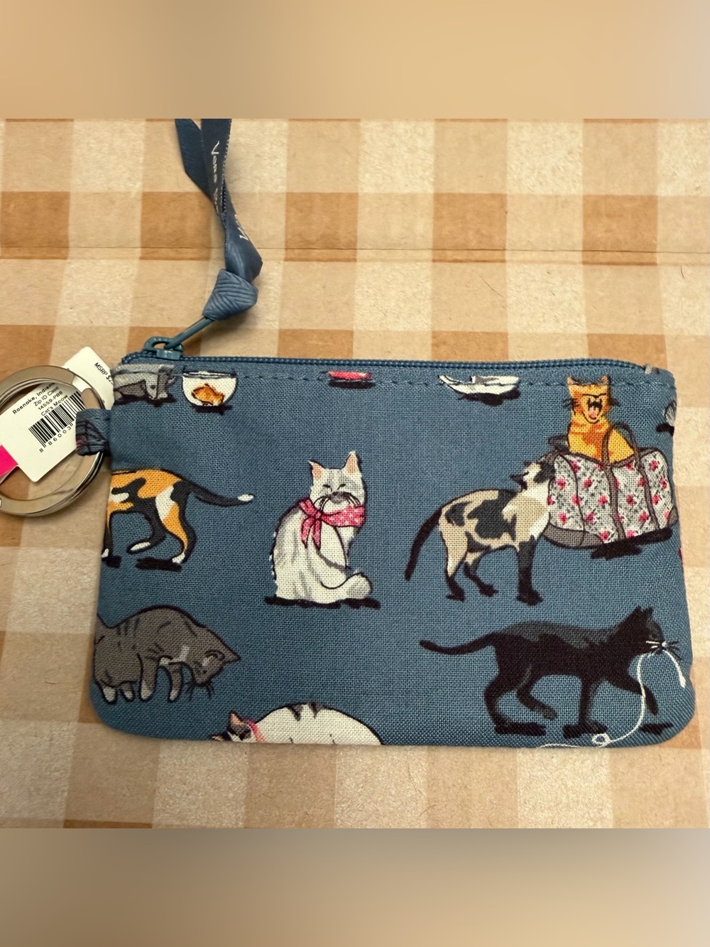 Vera Bradley Zip ID Case with Key Ring in Cats Meow.  NEW with Tags